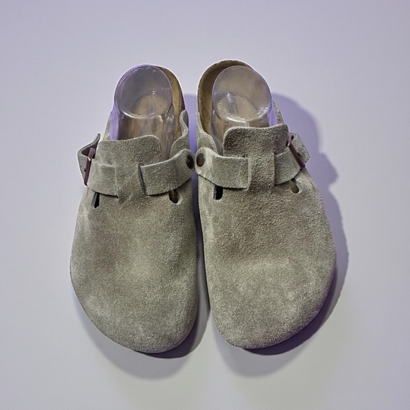 NWT Birkenstock Boston Leather Suede Taupe Clogs EU 45 / US M 12 - Picture 11 of 16